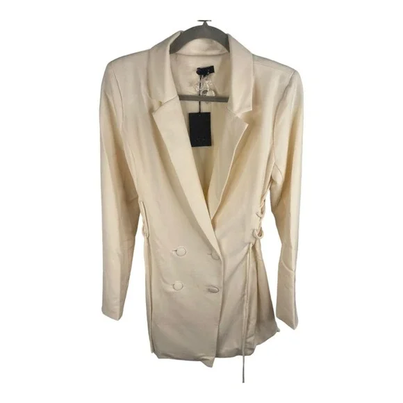 NWT NBD Brave Wrap Blazer Dress Lace Up Side White Size Medium